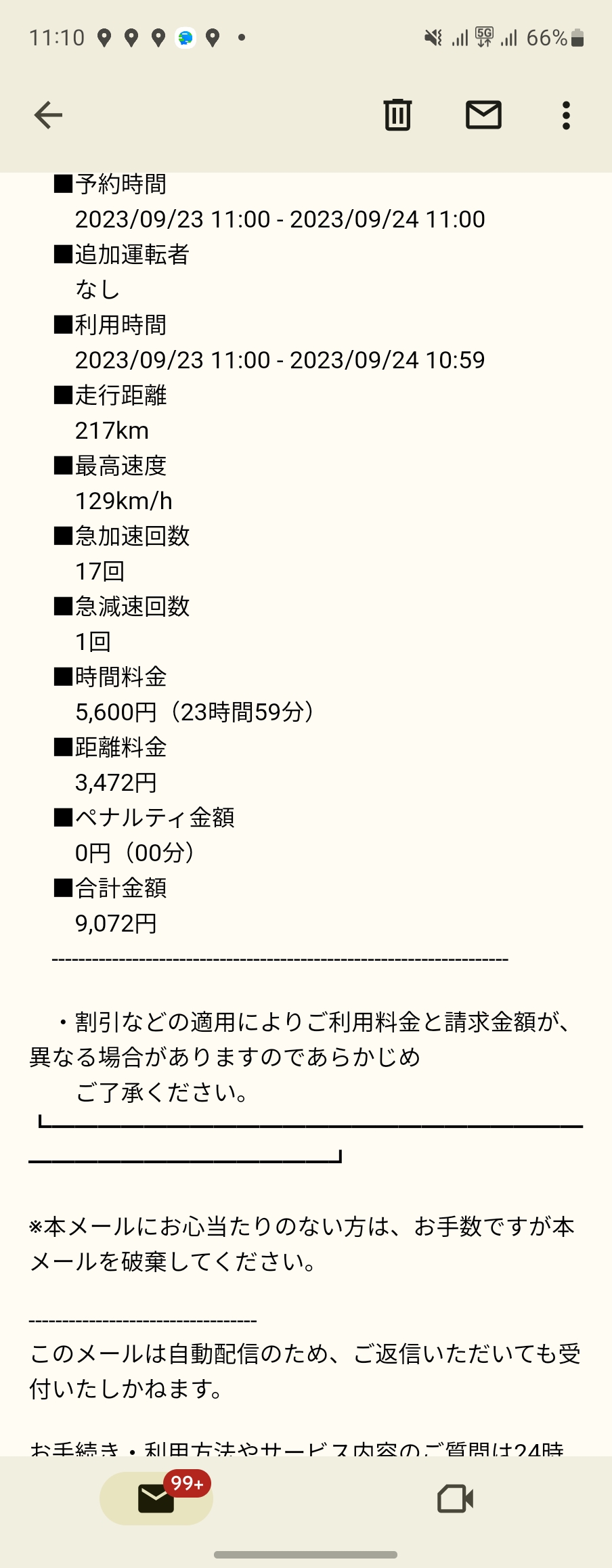 タイムズカーシェア特典の続き